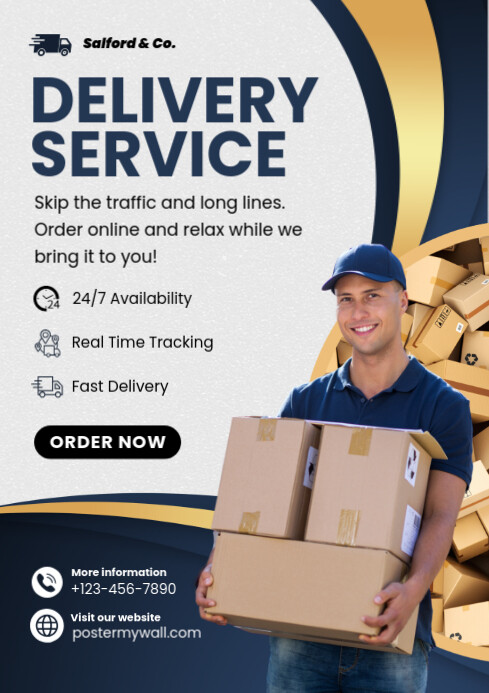 White Professional Delivery Service A4 Template | PosterMyWall