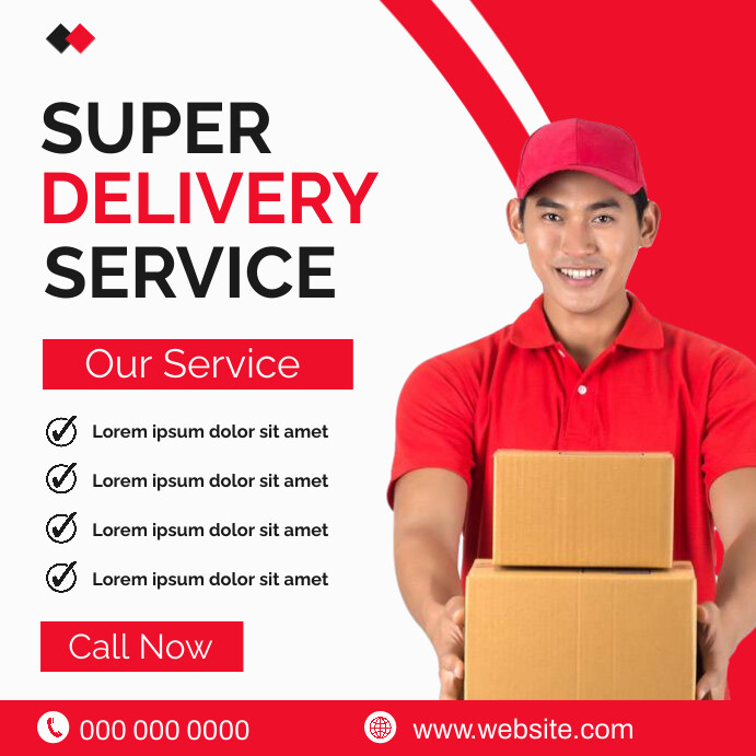 White Professional Delivery Service Flyer Des Publicação no Instagram template