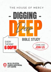 White Professional Digging Deep Bible Study A3 Video template