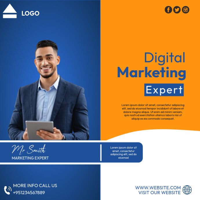 White Professional Digital Marketing Expert  Instagram Post template