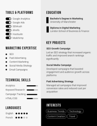 White Professional Digital Marketing Resume Flyer Løbeseddel (US Letter) template - Page 2