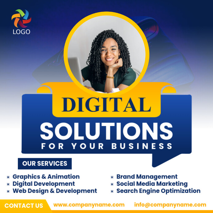 White Professional Digital Solutions Business Graphic Design Marketing Social Media Web Facebook Tem Instagram Plasing template