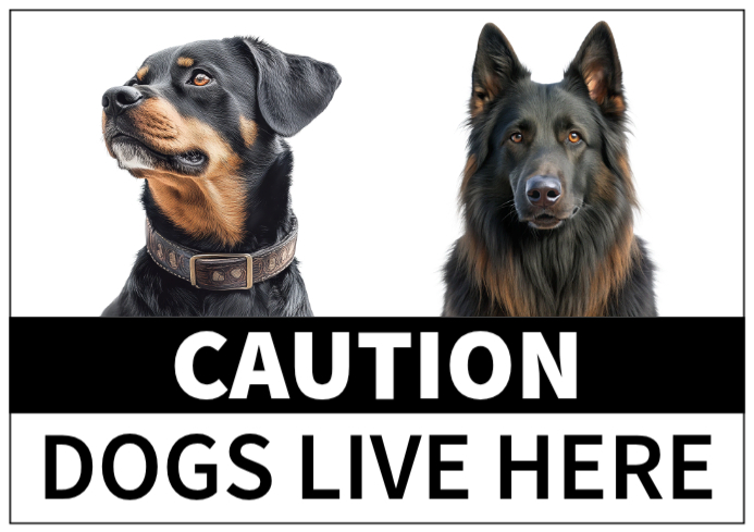 White Professional Dog Warning Sign A4 Template | PosterMyWall