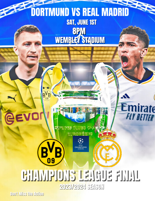 Copy of White Professional Dortmund Vs Real Madrid Uc | PosterMyWall