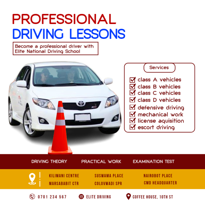 Modèle Driving School Promotion | PosterMyWall