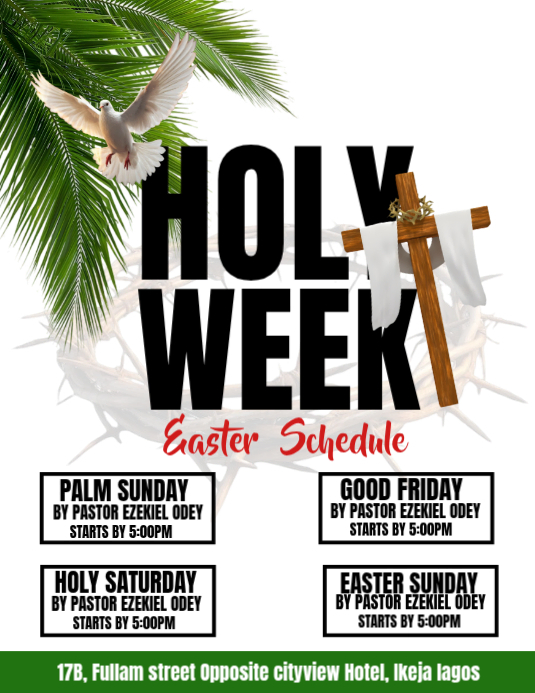 White Professional Easter Holy Week Schedule Flyer Templat | PosterMyWall
