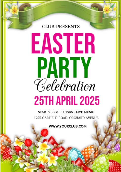 White Professional Easter Party Celebration A4 template
