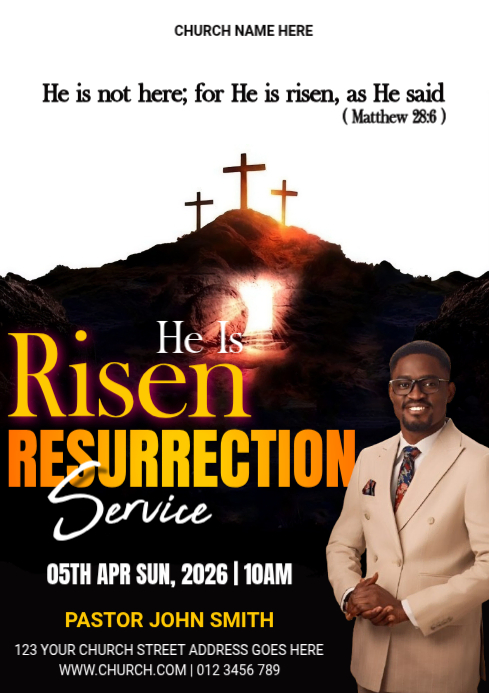 Resurrection Programs Template White Professional Easter Resurrection Service A4 Template | PosterMyWall