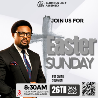 White Professional Easter Sunday Church Service Instagram Post template