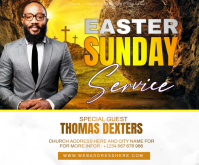 White Professional Easter Sunday Church Service Medium Rectangle Rectángulo Mediano template
