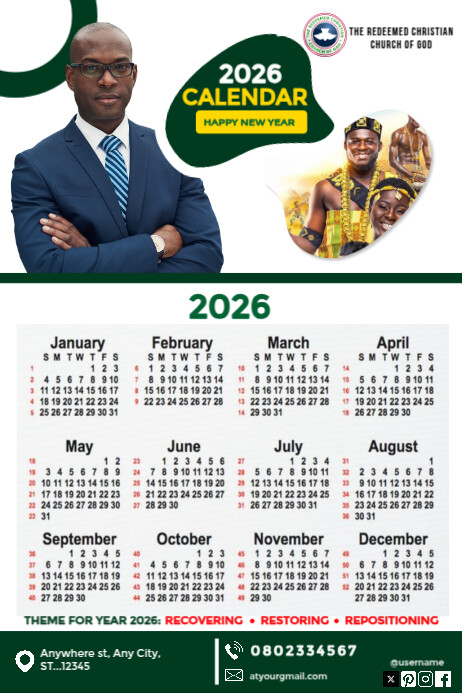 Plantilla de White Professional Editable 2026 Calendar Template Poster ...