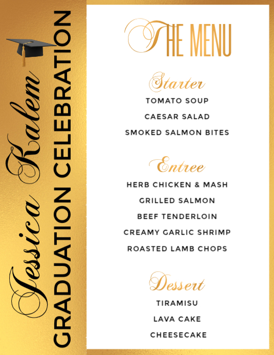 Graduation Celebration Menu Template | PosterMyWall