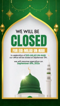 White Professional Eid-milad Un-nabi Closure Notice Instagram Story template