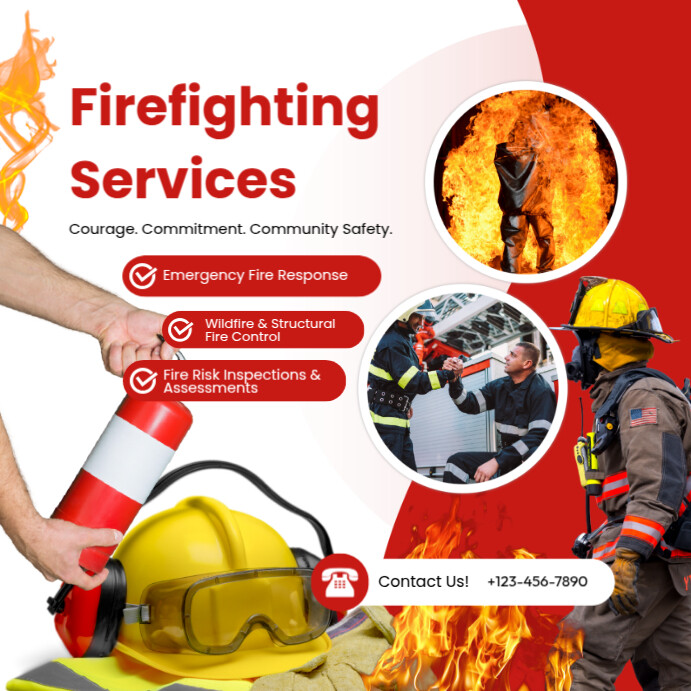 White Professional Emergency Fire Protection Instagram Post Template ...