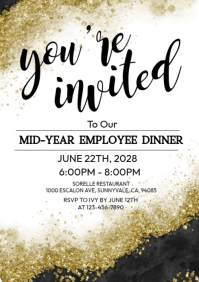 White Professional Employee Dinner Invitation A4 template