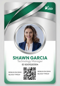 White Professional Employee ID Card A4 template