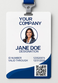 White Professional Employee ID Card A5 template