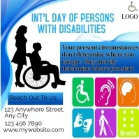 White Professional Empowering Disabilities Blue Awareness Design" Square (1:1) template