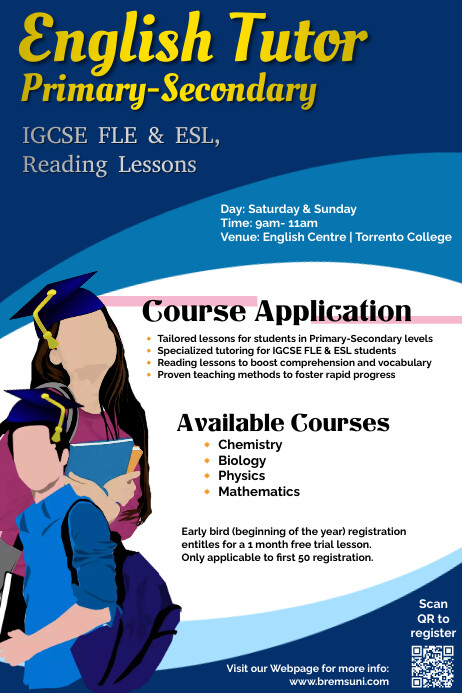 Copy of White Professional English Tuition Poster | PosterMyWall