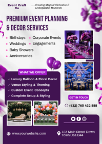 White Professional Event Planning and Decor A4 template
