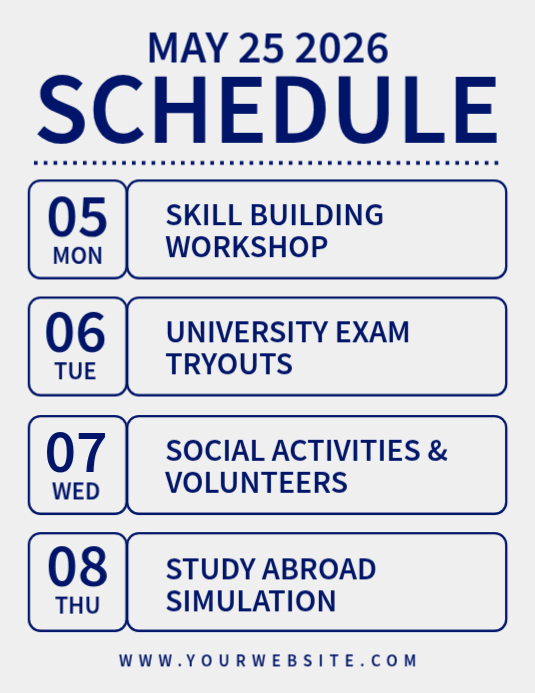 White professional event schedule flyer Template | PosterMyWall