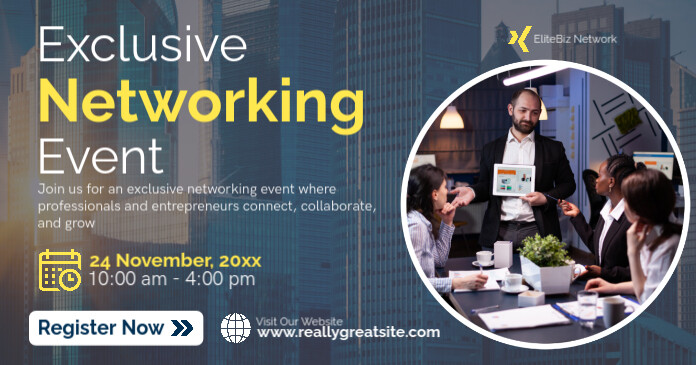 White Professional Exclusive Networking Event Facebook Shared Image template