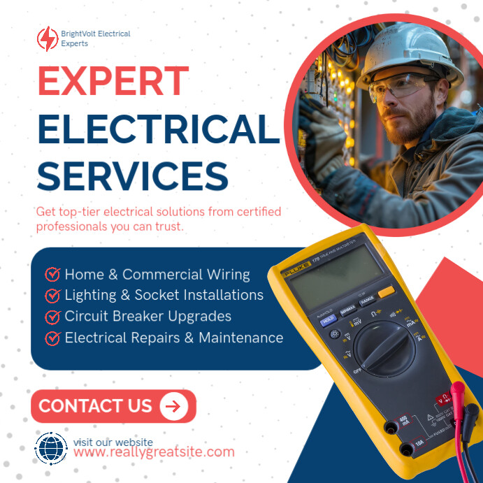White Professional Expert Electrical Services Instagram Post Template ...