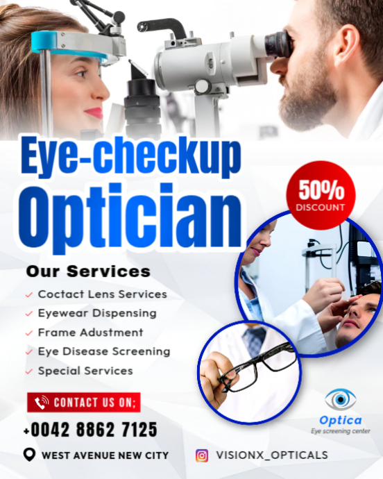 White Professional Eye Checkup Optician Eyesight Screening Examination ...