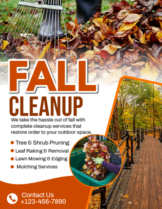 White Professional Fall Cleanup Services Flyer (us Letter) Template ...