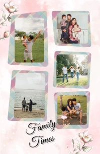 White Professional Family Photo Collage Tabloid template
