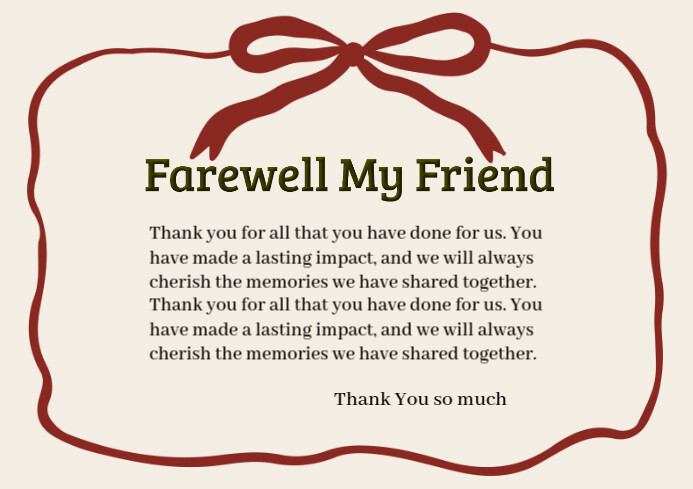 White Professional Farewell Card A4 template