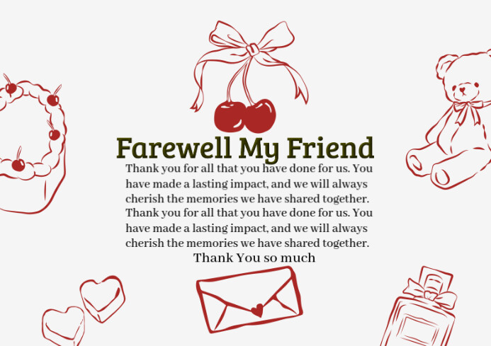 White Professional Farewell Card A4 template