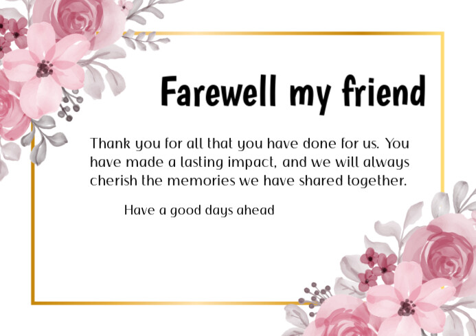 White Professional Farewell Card Design  A4 template