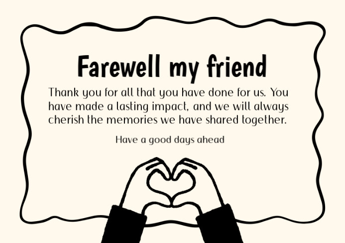 White Professional Farewell Card Template A4