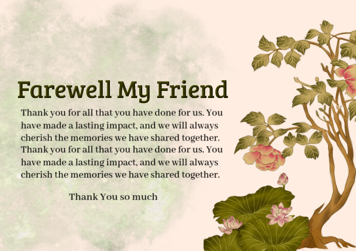 White Professional Farewell Greeting Card A4 template