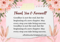 White Professional Farewell Greeting Card A4 template