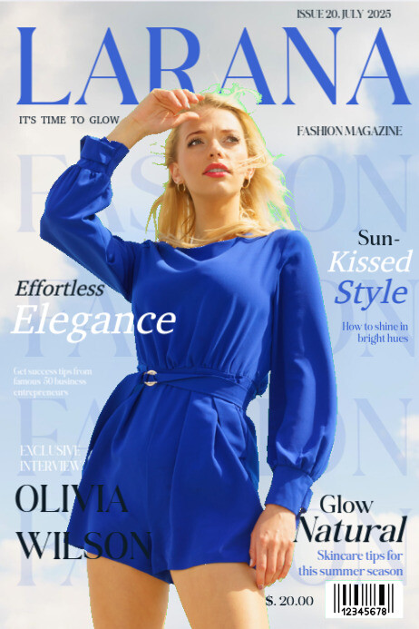White Professional Fashion Magazine Model  Poster template