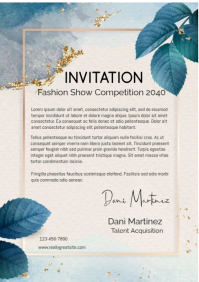 White Professional Fashion Show Competition Invitation Letter  A4 template