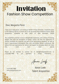 Biały Fashion Show Invitation A4 Template