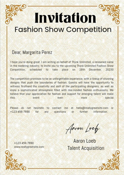 Copy of White Professional Fashion Show Competition Letter A4 ...