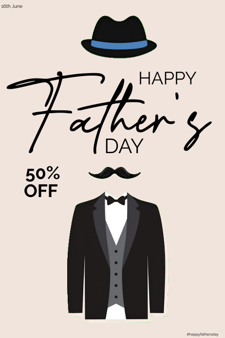 White Professional Father's Day Sale  Poster template