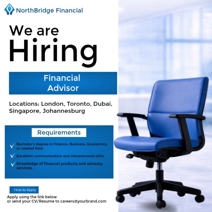 White Professional Financial Advisor Hiring Instagram Post Template ...