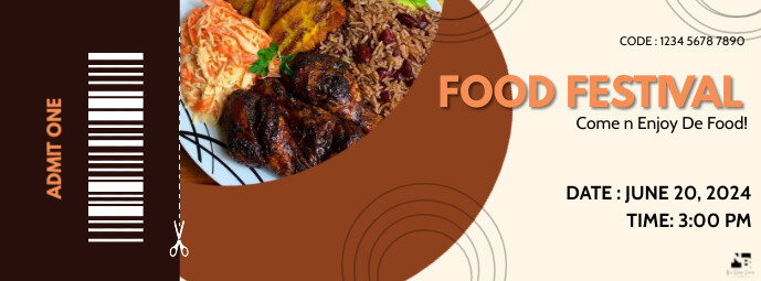 White Professional Food Festival Ticket Fotografia de capa do Facebook template