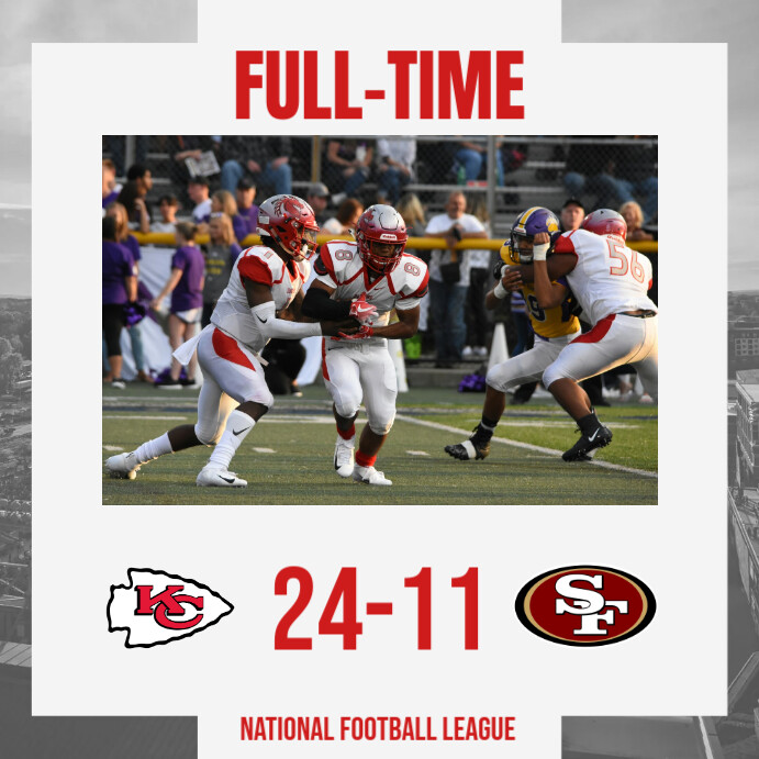 White Professional Football Final Score Instagram Post Template ...