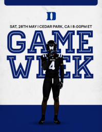 White Professional Football Game Announcement Flyer Рекламная листовка (US Letter) template