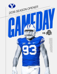 White Football Game Day Folheto Template