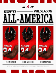 White Professional Football Preseason Flyer Pamflet (Letter AS) template