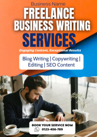 White Professional Freelance Business Writing Services A2 template