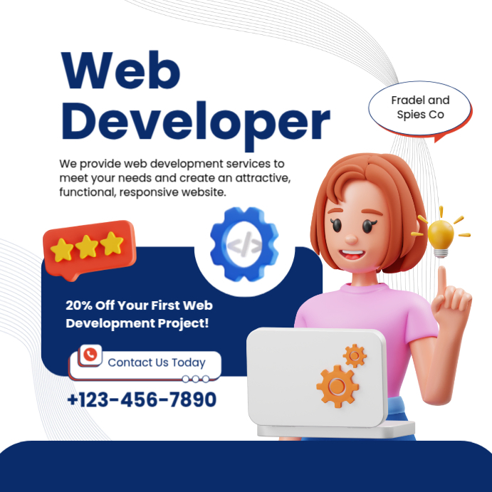 White Professional Full Stack Developer Instagram Post template