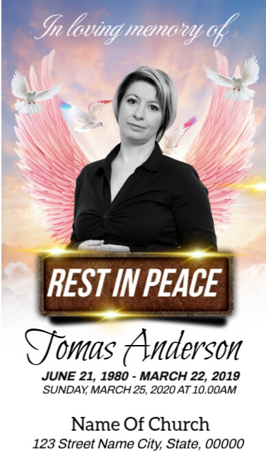 White Professional Funeral Program Digital Display (9:16) template
